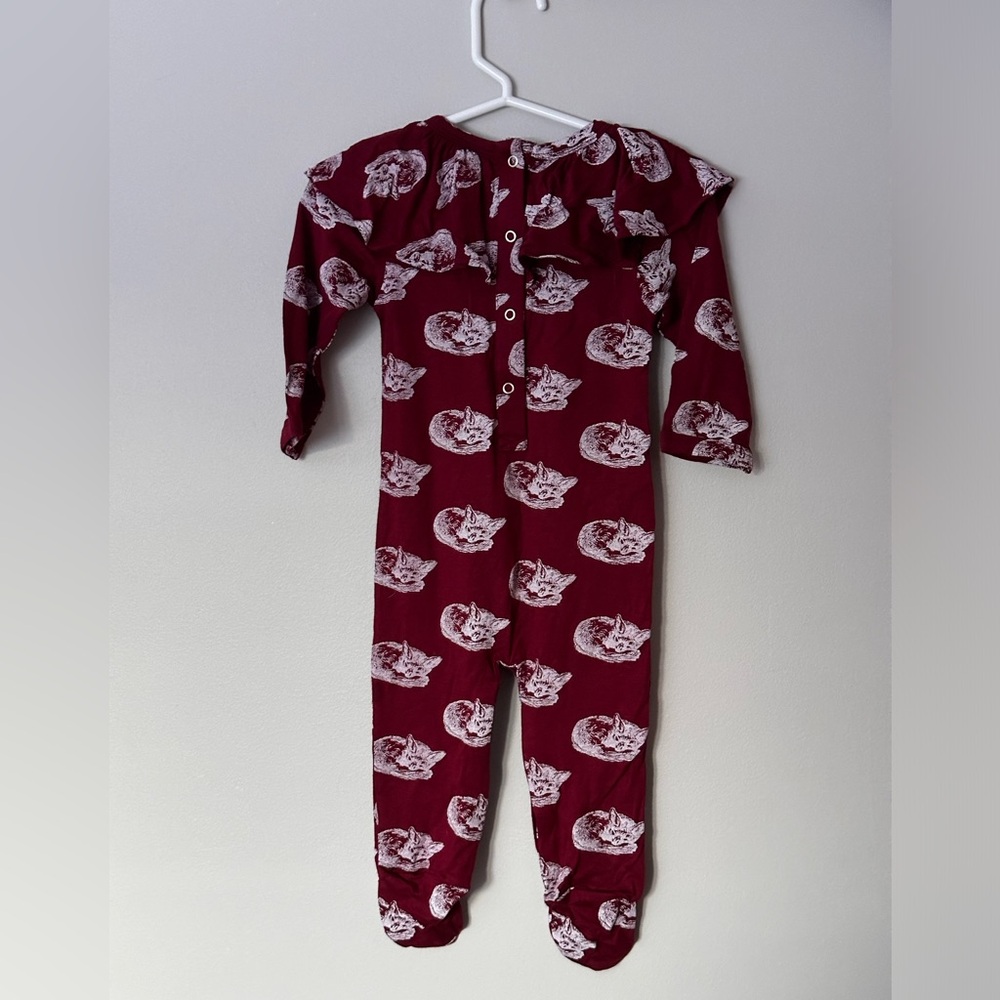 Kate Quinn- Foxes - bamboo cotton jumpsuit with ruffle neck 6-9m - never worn!